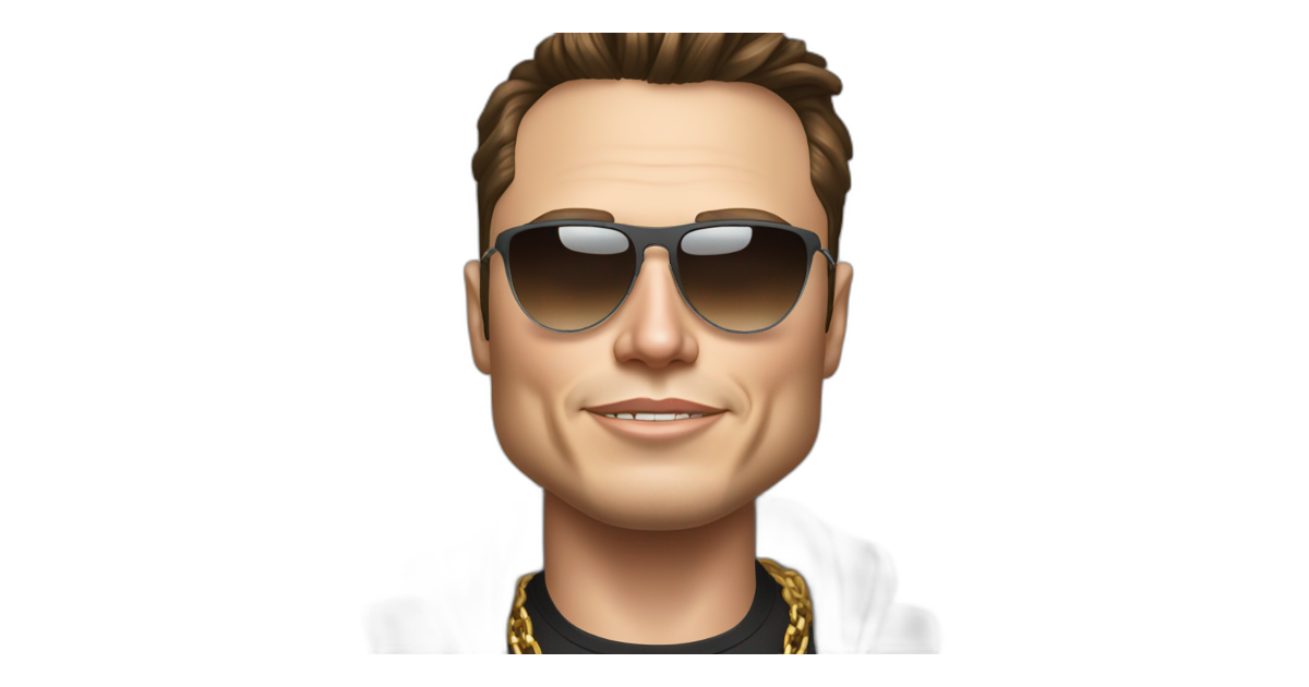 Elon musk with sunnglass and 50 cent chains | AI Emoji Generator